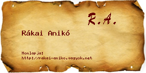 Rákai Anikó névjegykártya